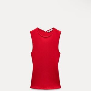 Zara Bold Red Sleeveless Top
